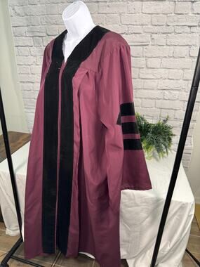 Official ASU Doctoral Gown Maroon Black Velvet Fits 5'6"–5'8" Arizona State